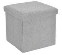 Artistic Fashionista Limited New Boucle Ottoman Storage Box Folding Footstool Seat Storage Stool Toys Chest Bench Blanket Linen Laundry Box (Silver, Small - 38x38cm)