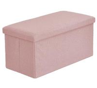 Artistic Fashionista Limited New Boucle Ottoman Storage Box Folding Footstool Seat Storage Stool Toys Chest Bench Blanket Linen Laundry Box (Blush Pink, Large - 76x38cm)