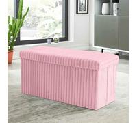 Artistic Fashionista Limited Ottoman Storage Box CORDUROY Folding Footstool Rest Seat Storage Stool Toys Chest Bench Blanket Linen Laundry Box (Pink, Large - 76x38cm)