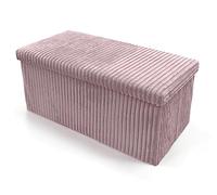 Artistic Fashionista Limited Ottoman Storage Box CORDUROY Folding Footstool Rest Seat Storage Stool Toys Chest Bench Blanket Linen Laundry Box (Large - 76x38cm, Blush Pink)