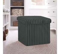 Artistic Fashionista Limited Ottoman Storage Box CORDUROY Folding Footstool Rest Seat Storage Stool Toys Chest Bench Blanket Linen Laundry Box (Charcoal Grey, Small - 38x38cm)