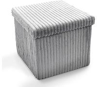 Artistic Fashionista Limited Ottoman Storage Box CORDUROY Folding Footstool Rest Seat Storage Stool Toys Chest Bench Blanket Linen Laundry Box (Small - 38x38cm, Silver Grey)
