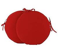 Artistic Fashionista Luxury Foam PLAIN ROUND SEAT PADS/CUSHIONS WITH TIES For Garden Dining Table Kitchen Or Office (Pack of 2, Red)