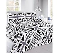 Artistic Fashionista Luxury & Modern UNION JACK Duvet/Quilt Cover & Pillowcases Bedding Set - Printed Range (Double, Black)