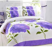 Artistic Fashionista* Luxury NEW Soft Warm & Cosy Teddy Bear Fleece ROSALEEN FLORAL Duvet Quilt Cover Pillowcases Bedding Set (Lilac White, Double)