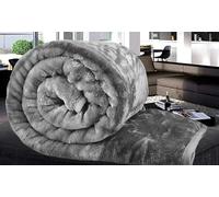 Artistic Fashionista* New Thermal Charcoal Faux Fur Mink Throw Blanket Soft Warm Thick Bed Sofa Double King (Single - 127x152cm), Charcoal Grey