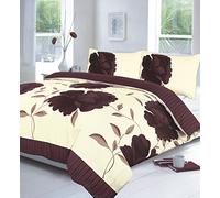 Artistic Fashionista ROSALEEN COMPLETE BED SET - Luxury & Modern Duvet/Quilt Cover,Valance Sheet & Pillowcases Bedding Set (Double, Chocolate)