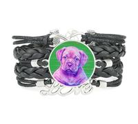 Artistic Fault Art Labrador Dog Love Adjustable Leather Braided Bracelet Bl