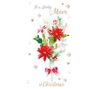 Artistic Female Christmas Card from The Christmas Collection - Lovely Mum - Red Floral Spray - Stunning Foil and Embossed Finish - Christmas Card for Her (LD-X13618N)