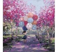 Artistic Female 'Happy Birthday' Card - Happiness, Girl Carrying Balloons - Artwork by Victoria Ball - Suitable for Birthdays and Other Occasions (WDM-440359)