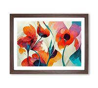 Artistic Floral Abstract Vol.5 H1022 Framed Print for Living Room Bedroom Home Office Décor, Wall Art Picture Ready to Hang, Walnut A3 Frame (46 x 34 cm)
