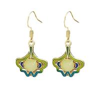 Artistic Floral Bamboos Leaf Dangle Earrings Silver Plated Backs Lightweight Alloy Jewelry For Bridal Dance Performances Festive Costume Jewelry With Tassels
