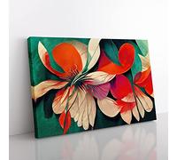 Artistic Flowers Abstract Vol.2 Canvas Wall Art Print Ready to Hang, Framed Picture for Living Room Bedroom Home Office Décor, 60x40 cm (24x16 Inch)