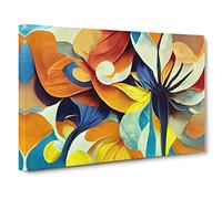 Artistic Flowers Abstract Vol.3 Canvas Wall Art Print Ready to Hang, Framed Picture for Living Room Bedroom Home Office Décor, 30x20 Inch (76x50 cm)