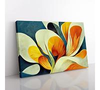 Artistic Flowers Abstract Vol.4 Canvas Wall Art Print Ready to Hang, Framed Picture for Living Room Bedroom Home Office Décor, 76x50 cm (30x20 Inch)