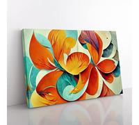 Artistic Flowers Abstract Vol.6 Canvas Wall Art Print Ready to Hang, Framed Picture for Living Room Bedroom Home Office Décor, 50x35 cm (20x14 Inch)