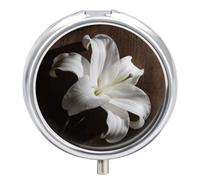Artistic Flowers Pill Box,3 Compartments Round Small Pills Case Moisture-Proof Portable Pill Container for Travel Vitamins Fish Oil Supplements
