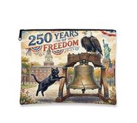 Artistic Freedom Makeup Bag, Vintage Style Cosmetic Pouch for Women, Portable Canvas Zipper Organizer, Independence Day Travel Toiletry Bag 7x9 Inch