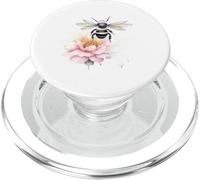 Artistic Fuzzy Bee on Delicate Pink Flower Design PopSockets PopGrip for MagSafe