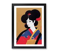 Artistic Geisha No.1 Framed Print for Living Room Bedroom Home Office Décor, Wall Art Picture Ready to Hang, Black A3 Frame (34 x 46 cm)