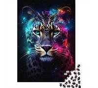 Artistic Glowing Leopard Jigsaw Puzzle-1000 Pieces Jigsaw Puzzle Jigsaw Puzzle Great Gifts for Adults& Age 18 Years Up 1000pcs (75x50cm)