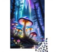 Artistic Glowing Mushrooms 500 Piece Jigsaw Puzzle for Adult Toy Intellectual Game Educational Game for Adult Stress Relief Home Decoration 500pcs (52x38cm)