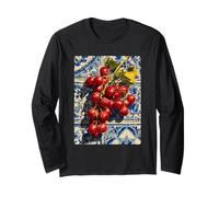 Artistic Grapes Mediterranean Tile Art Summer Vibes Coastal Long Sleeve T-Shirt