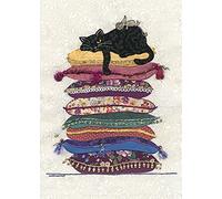 Artistic Greeting Card (BA0221) Blank/Birthday - Cat on Pillows - Foil Finish