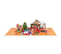 Artistic Handmade Greetings Cards Elegant Festival Popup Christmas Card With Houses Designs For Seasonal Wishes Paper Cards