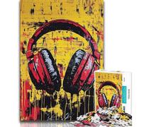 Artistic Headphones 1000 Piece Jigsaw Puzzle for Adults Teens,Staycation Kill Time Every Piece Is Unique - Challenging Family Fun Game 38x26cm