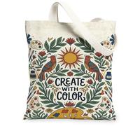 Artistic Innovative Hobby Quote Bird Fanciful Canvas Tote Bag 13x15 Inch, Beige, 13x15 Inch