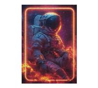 Artistic Jigsaw Puzzle for Adults, Astronaut In Neon Frame, 300 PCS