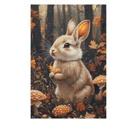 Artistic Jigsaw Puzzle for Adults, Autumnal Rabbit with Mushrooms, 1000 PCS