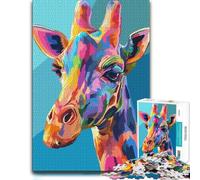 Artistic Jigsaw Puzzle for Adults, Colorful Giraffe Portrait, 1000 PCS