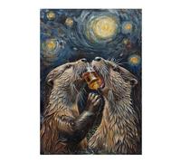 Artistic Jigsaw Puzzle for Adults, Otters Drinking Beer, 300 PCS