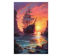 Artistic Jigsaw Puzzle for Adults, Pirate Ship Sunset Adventure, 1000 PCS