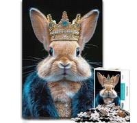 Artistic Jigsaw Puzzle for Adults, Regal Rabbit Wearing A Crown, 500 PCS