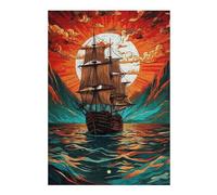 Artistic Jigsaw Puzzle for Adults, Sailing Ship at Sunset, 300 PCS