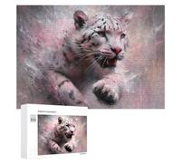 Artistic Jigsaw Puzzle for Adults, Snow Leopard Abstract Painting, 300 PCS