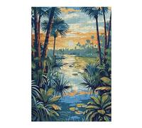 Artistic Jigsaw Puzzle for Adults, Tropical River Landscape at Sunset, 300 PCS