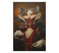 Artistic Jigsaw Puzzle for Adults, Vampire Cat with Wine Glass-5, 1000 PCS