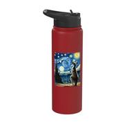 Artistic Kangaroo Stuff Van Gogh Style Starry Night Kangaroo Stainless Steel Insulated Water Bottle