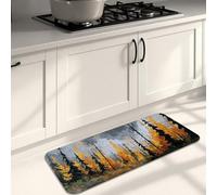 Artistic Kitchen Mats for Floor, Autumn Trees Abstract Soft Mats, Cushioned Comfort Washable Non Slip Decor Rugs for Kitchen Sinks Laundryroom Bathroom 16x47 Inch