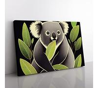 Artistic Koala Bear Canvas Wall Art Print Ready to Hang, Framed Picture for Living Room Bedroom Home Office Décor, 50x35 cm (20x14 Inch)