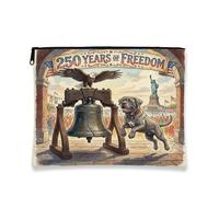 Artistic Makeup Bag, Vintage Freedom Theme Cosmetic Pouch for Travel, Portable Canvas Zipper Organizer for Festivals 7x9 Inch