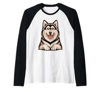Artistic Mal Sled Dog Northern Alaskan Malamute Raglan Baseball Tee