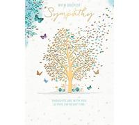 Artistic Male/Female Sympathy Card - Thoughts are With You - Tree and Butterflies with a Stunning Gold Foil Finish - Greeting Card For Him/For Her (WW-E004)