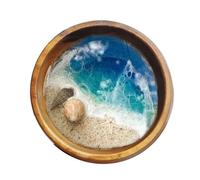 Artistic Marine Desk Decor Bowl With Realistic Aquatic Flora Sea Stars Turtles & Natural Shell Accents Resins Marine Ornament