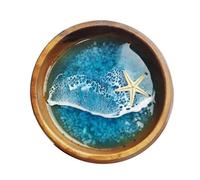 Artistic Marine Desk Decor Bowl With Realistic Aquatic Flora Sea Stars Turtles & Natural Shell Accents Resins Marine Ornament