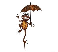 Artistic Metal Frog Stake 33cm Rust-Proof Outdoor(Rusty)